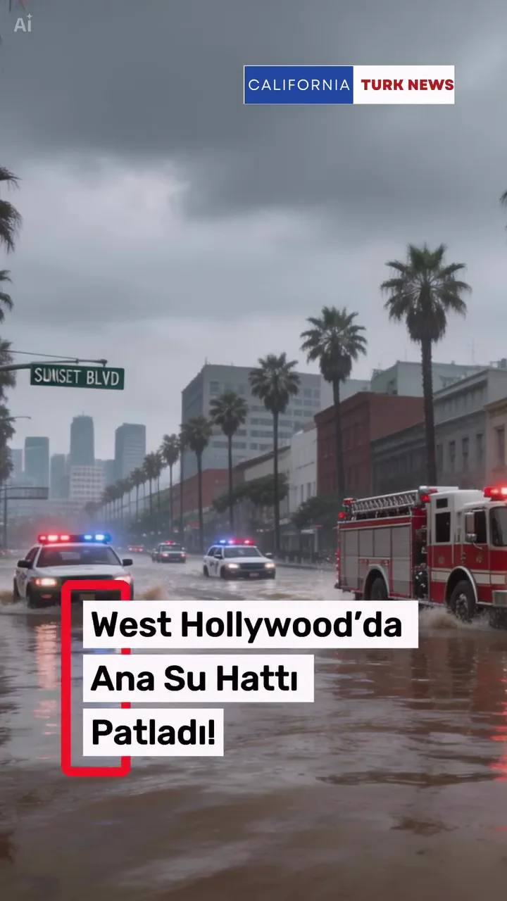 West Hollywood’daki su hattı patlamasını gösteren haber kapağı