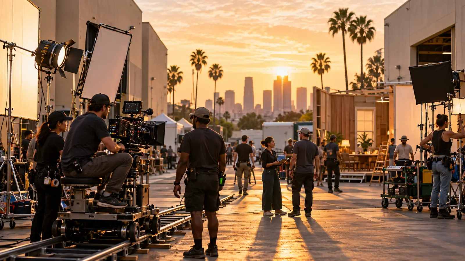 California’daki film üretimi ve set istihdamını temsil eden özgün görsel; açıklanan yapımlardan birine ait gerçek set fotoğrafı değil