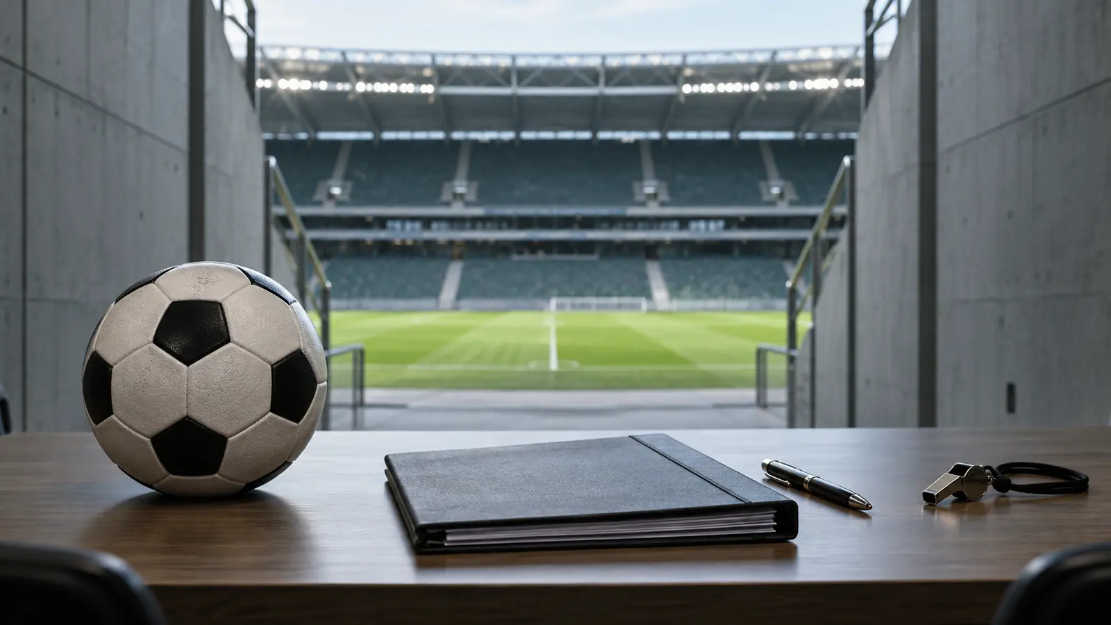 Futbol stadyumu tünelinde top, kapalı dosya ve hakem düdüğü; soruşturmanın gerçek görüntüsü değildir